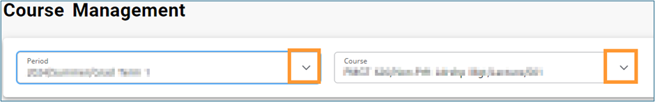 Picture of period and course dropdowns